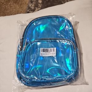 NWT Iridescent Blue Mini Backpack   9" X 8"